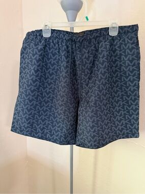 Michael Kors Navy MK Logo-Print Swim Trunks